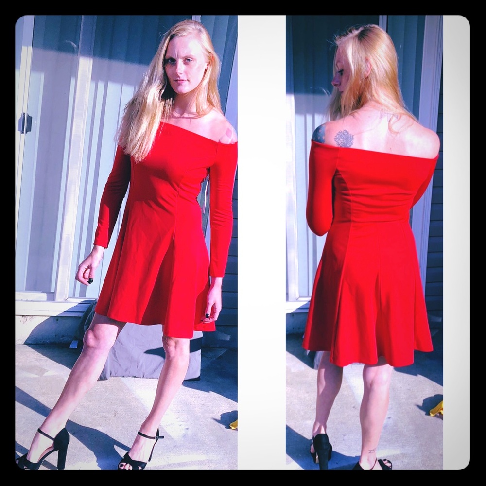 Off shoulder skater dress